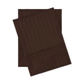 100% Egyptian Cotton 300 Thread Count Stripe Bed Pillowcase Set (Color: Mocha, size: King)