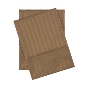 100% Egyptian Cotton 300 Thread Count Stripe Bed Pillowcase Set (Color: Taupe, size: King)
