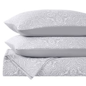 Floral Matelassé 3-Piece Bedspread and Pillow Sham Set – Enzy Medium Weight (Color: Silver, size: Queen)