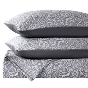 Floral Matelassé 3-Piece Bedspread and Pillow Sham Set – Enzy Medium Weight (Color: Charcoal, size: Queen)