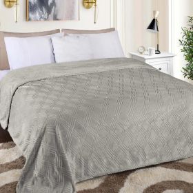 Flannel Fleece Blanket – Alaska Diamond Quilted - Warm and Plush (Color: Platinum, size: Twin)
