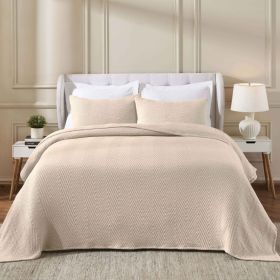 Aswan Cotton Medium Weight Textured Modern Chevron Woven Coverlet (Color: Beige, size: Throw)