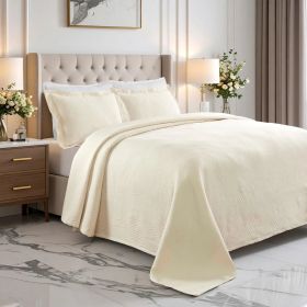 Lightweight Cotton Bedspread Sets 3-Piece Cascade Jacquard Matelassé (Color: Ivory, size: Queen)