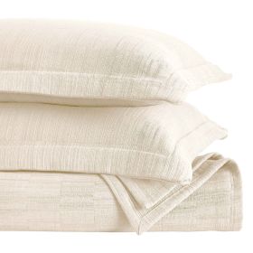 Zenith Cotton Medium Weight Geometric Matelasse Bedspread and Sham Set (Color: Ivory, size: King)