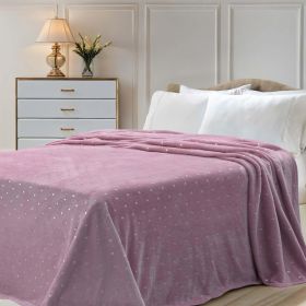 Fleece Plush Medium Weight Fluffy Soft Decorative Polka Dot Blanket (Color: Mauve, size: Twin)