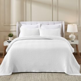 Aswan Cotton Medium Weight Textured Modern Chevron Woven Coverlet (Color: White, size: Throw)