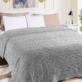 Fleece Blanket – Arctic Boho Knit Jacquard - Plush, Cozy Warmth (Color: Platinum, size: King)