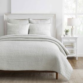 Bella 100% Silk All-Season Hand Quilted Handmade Quilt Set (Color: Silver, size: King)