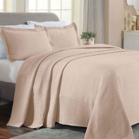 Lightweight Cotton Bedspread Sets 3-Piece Celtic Circle Jacquard Matelassé (Color: Bisque, size: King)