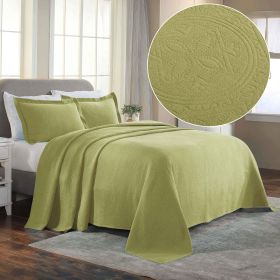 Lightweight Cotton Bedspread Sets 3-Piece Celtic Circle Jacquard Matelassé (Color: Sweet Pea, size: King)