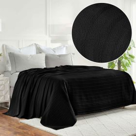 100% Cotton Woven Blanket – Clara Jacquard - All-Season Comfort (Color: Black, size: Full/Queen)