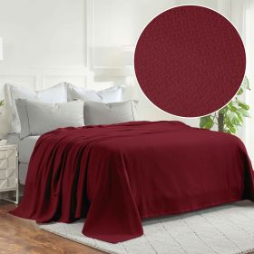 Nobel Cotton Textured Jacquard Chevron Lightweight Woven Blanket (Color: Burgundy, size: Full/Queen)