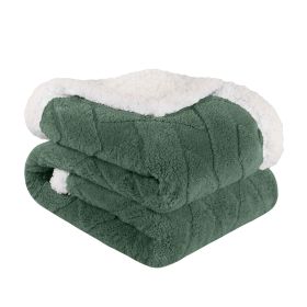 Sherpa Fleece Blanket Reversible Plush Fluffy Nuuk Jacquard (Color: Green, size: King)