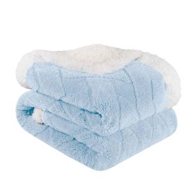 Sherpa Fleece Blanket Reversible Plush Fluffy Nuuk Jacquard (Color: Light Blue, size: King)