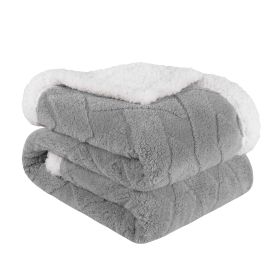 Sherpa Fleece Blanket Reversible Plush Fluffy Nuuk Jacquard (Color: Platinum, size: King)