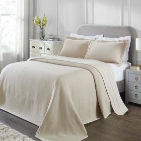 Valencia Reversible Cotton Matelassé Bedspread Set – Medium Weight (Color: Beige, size: King)
