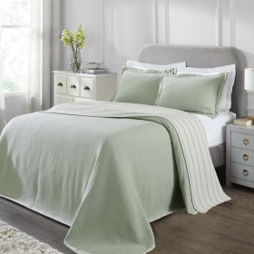 Valencia Reversible Cotton Matelassé Bedspread Set – Medium Weight (Color: Sage, size: King)