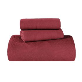 Victory Cotton Matelassé Bedspread Set – Scrolling Medallion, Airy Design (Color: Garnet, size: Queen)