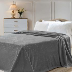 Fleece Plush Medium Weight Fluffy Soft Decorative Polka Dot Blanket (Color: Grey, size: Full/Queen)