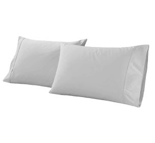Gina Organic Cotton 300 Thread Count Percale Pillowcases, Set of 2 (Color: Silver, size: Standard)