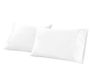 Gina Organic Cotton 300 Thread Count Percale Pillowcases, Set of 2 (Color: White, size: King)