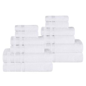 Hays Cotton Medium Weight 12 Piece Assorted Bathroom Towel Set (Color: White, size: 12 Piece Towel Set)