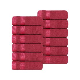 Hays Cotton Medium Weight Soft Face Towel Washcloth Set of 12 (Color: Cranberry, size: 12 Piece Face Towels)