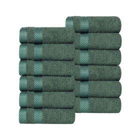 Hays Cotton Medium Weight Soft Face Towel Washcloth Set of 12 (Color: Forest Green, size: 12 Piece Face Towels)