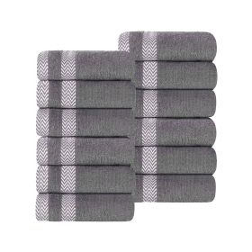Hays Cotton Medium Weight Soft Face Towel Washcloth Set of 12 (Color: Grey, size: 12 Piece Face Towels)