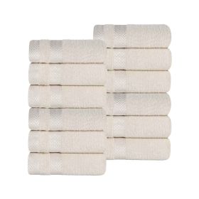 Hays Cotton Medium Weight Soft Face Towel Washcloth Set of 12 (Color: Ivory, size: 12 Piece Face Towels)