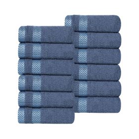 Hays Cotton Medium Weight Soft Face Towel Washcloth Set of 12 (Color: Navy Blue, size: 12 Piece Face Towels)