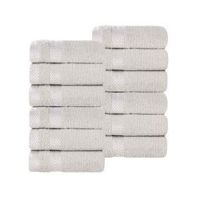 Hays Cotton Medium Weight Soft Face Towel Washcloth Set of 12 (Color: Platinum, size: 12 Piece Face Towels)