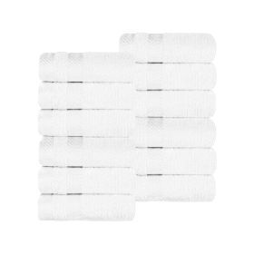 Hays Cotton Medium Weight Soft Face Towel Washcloth Set of 12 (Color: White, size: 12 Piece Face Towels)