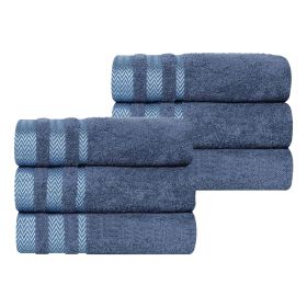 Hays Cotton Medium Weight Soft Hand Towel Set of 6 (Color: Navy Blue, size: 6 Piece Hand Towels)
