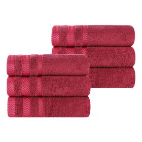 Hays Cotton Medium Weight Soft Hand Towel Set of 6 (Color: Cranberry, size: 6 Piece Hand Towels)