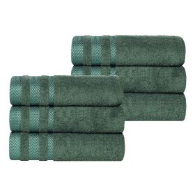 Hays Cotton Medium Weight Soft Hand Towel Set of 6 (Color: Forest Green, size: 6 Piece Hand Towels)