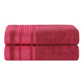 Hays Cotton Medium Weight Ultra-Soft Bath Sheet Set of 2 (Color: Cranberry, size: 2 Piece Bath Sheets)