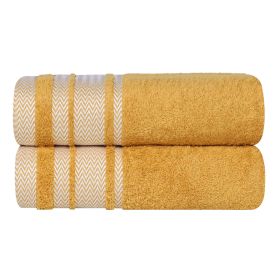 Hays Cotton Medium Weight Ultra-Soft Bath Sheet Set of 2 (Color: Gold, size: 2 Piece Bath Sheets)