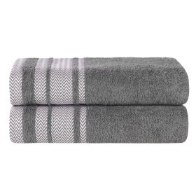 Hays Cotton Medium Weight Ultra-Soft Bath Sheet Set of 2 (Color: Grey, size: 2 Piece Bath Sheets)