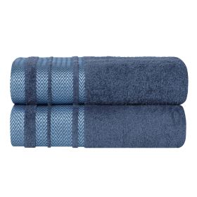 Hays Cotton Medium Weight Ultra-Soft Bath Sheet Set of 2 (Color: Navy Blue, size: 2 Piece Bath Sheets)