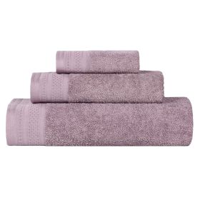 Honeycomb Textured Waffle Border Cotton 3 Piece Towel Set (Color: Sea Fog, size: 3 Piece Towel Set)