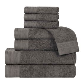 Honeycomb Textured Waffle Border Cotton 8 Piece Towel Set (Color: Gunmetal, size: 8 Piece Towel Set)