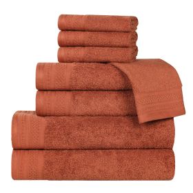 Honeycomb Textured Waffle Border Cotton 8 Piece Towel Set (Color: Rust, size: 8 Piece Towel Set)