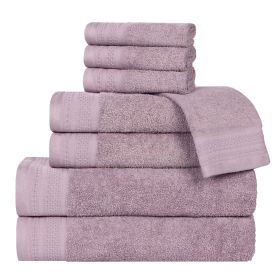 Honeycomb Textured Waffle Border Cotton 8 Piece Towel Set (Color: Sea Fog, size: 8 Piece Towel Set)
