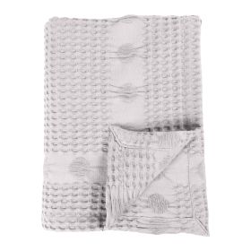 Mai Waffle Weave Honeycomb Soft Textured Cotton Blanket (Color: Platinum, size: Throw)