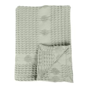 Mai Waffle Weave Honeycomb Soft Textured Cotton Blanket (Color: Sage, size: Throw)