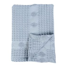 Mai Waffle Weave Honeycomb Soft Textured Cotton Blanket (Color: Light Blue, size: Throw)