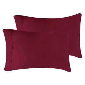 Modal from Beechwood 300 Thread Count Solid 2 Piece Pillowcase Set (Color: Burgundy, size: King)