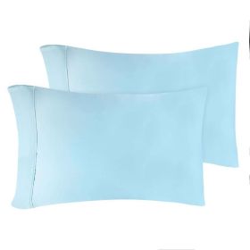 Modal From Beechwood 400 Thread Count Cooling Solid Pillowcase Set (Color: Light Blue, size: Standard)