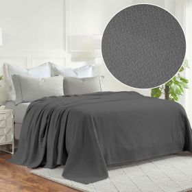 Nobel Cotton Textured Jacquard Chevron Lightweight Woven Blanket (Color: Charcoal, size: Twin)